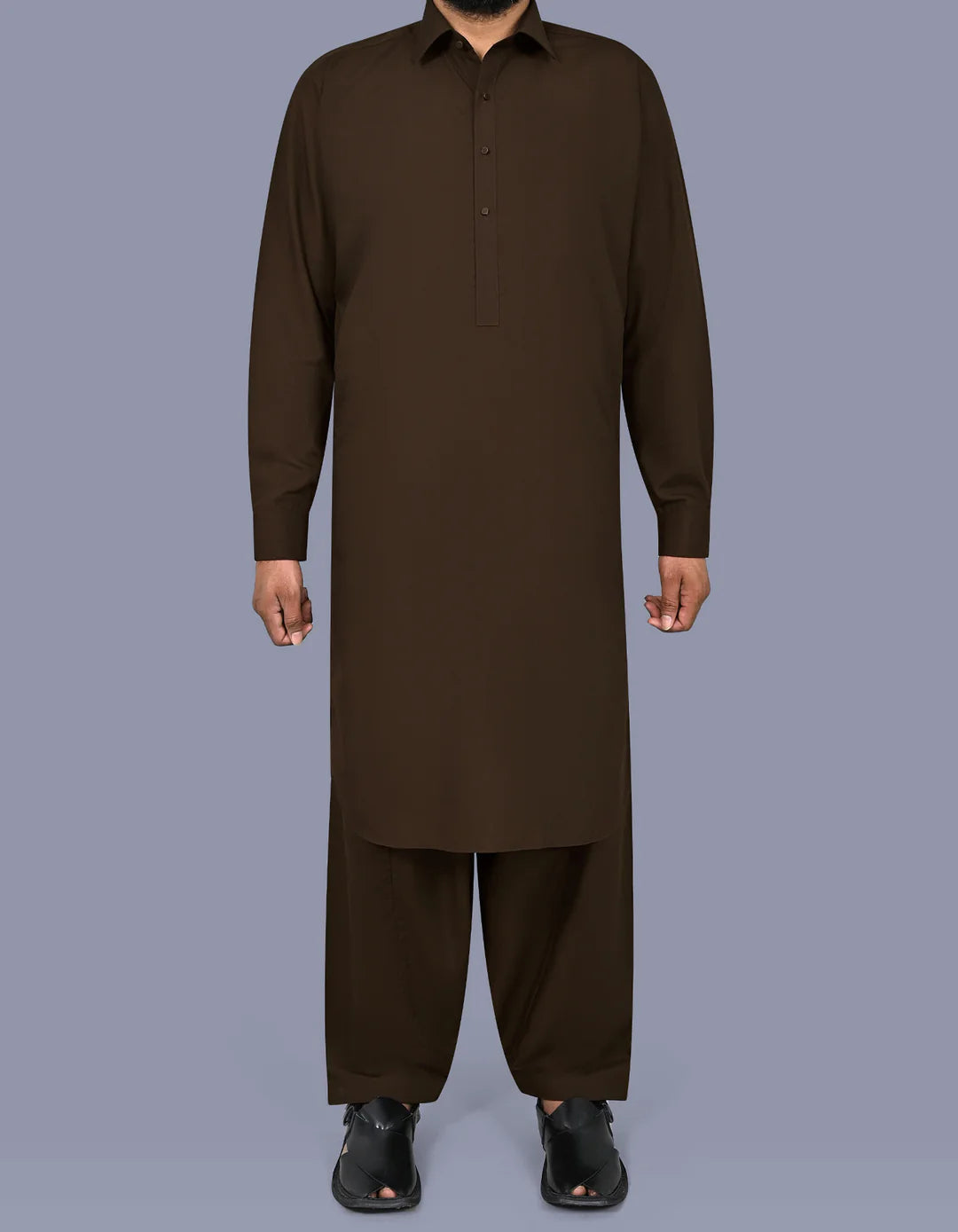 Chocolate Plain Smart Fit Kameez Shalwar