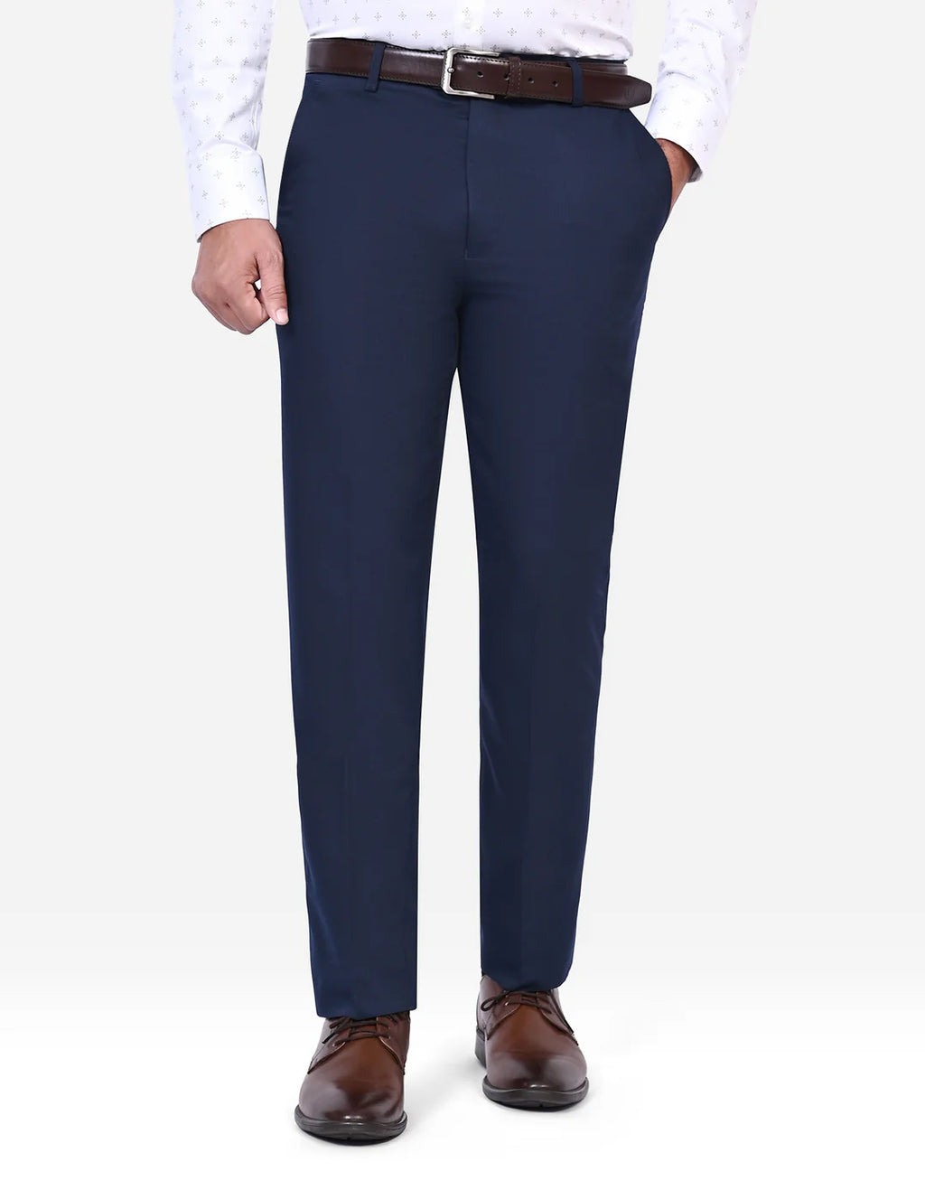 Navy Plain Tailored Smart Fit Formal Trouser