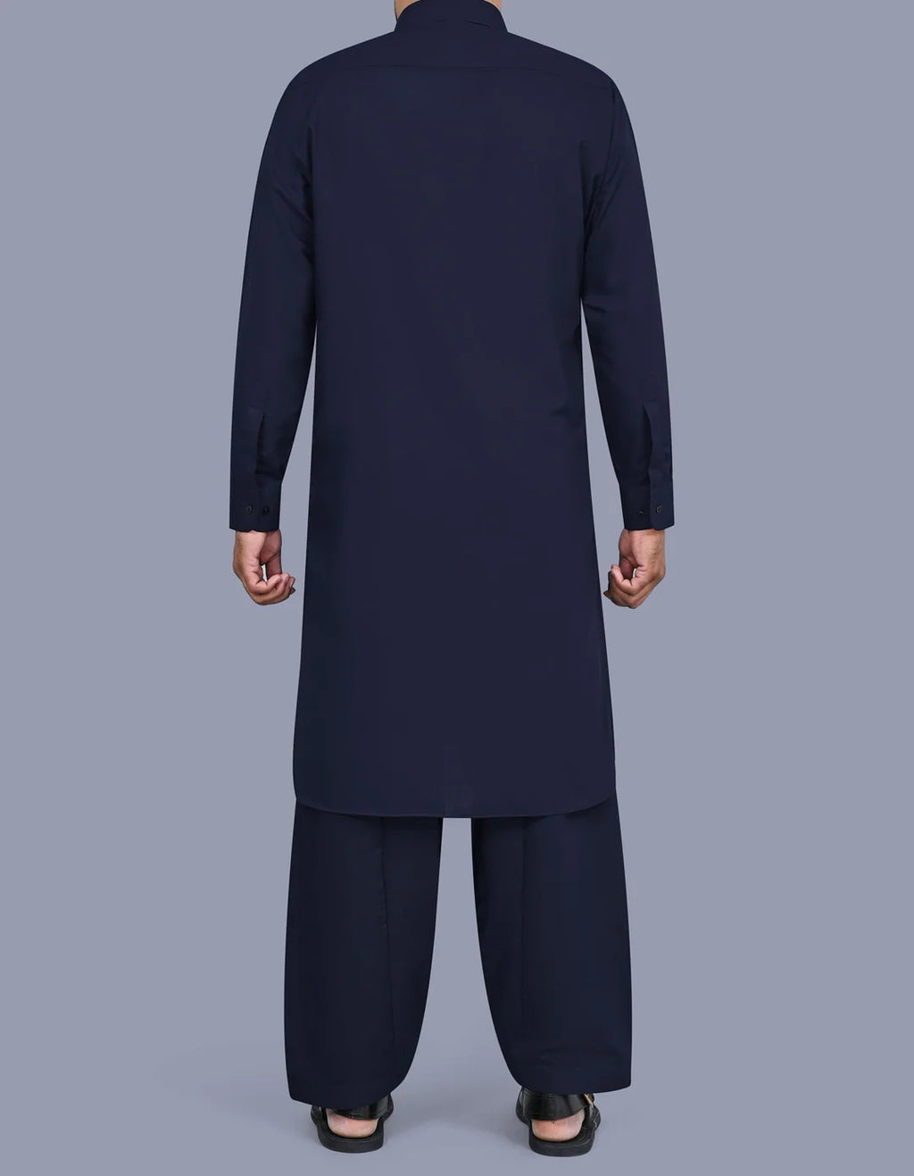 Navy Plain Regular Fit Kameez Shalwar