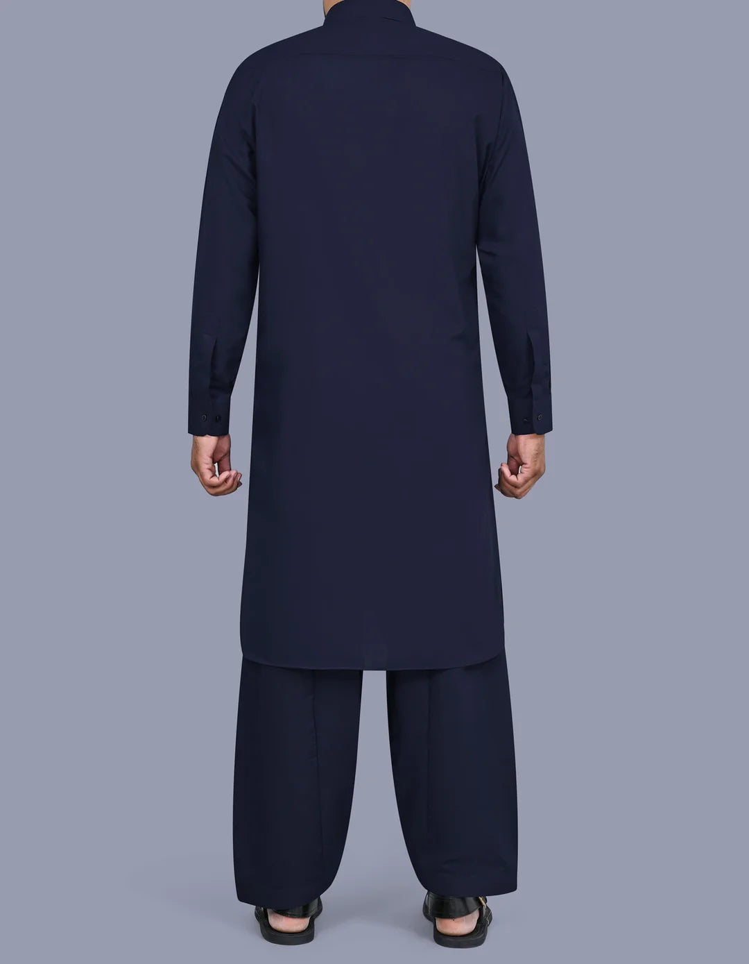 Navy Plain Regular Fit Kameez Shalwar