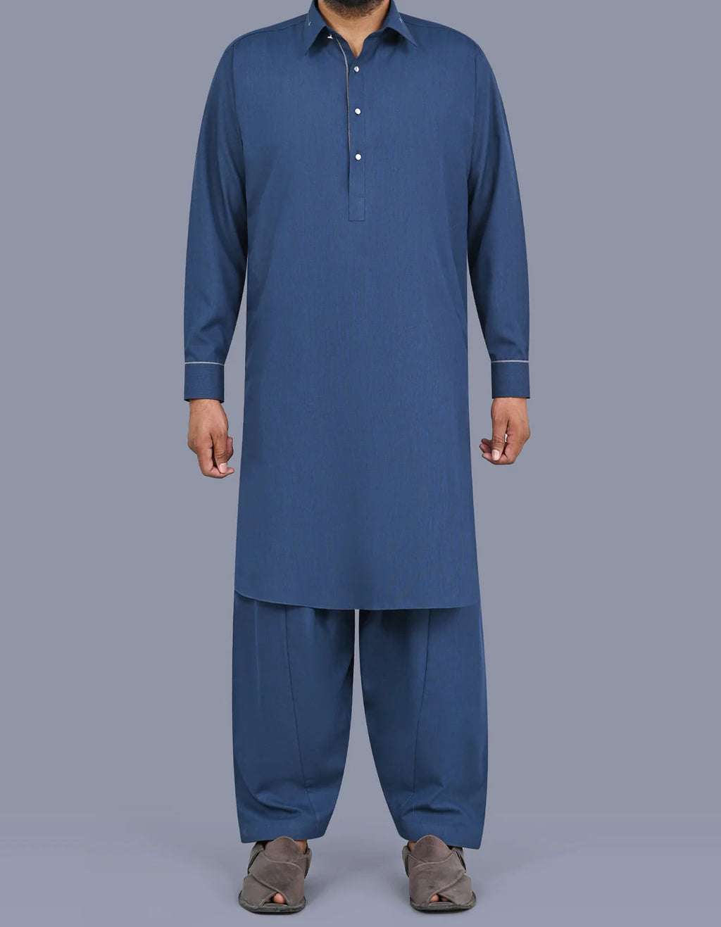 D Blue Texture Smart Fit Kameez Shalwar