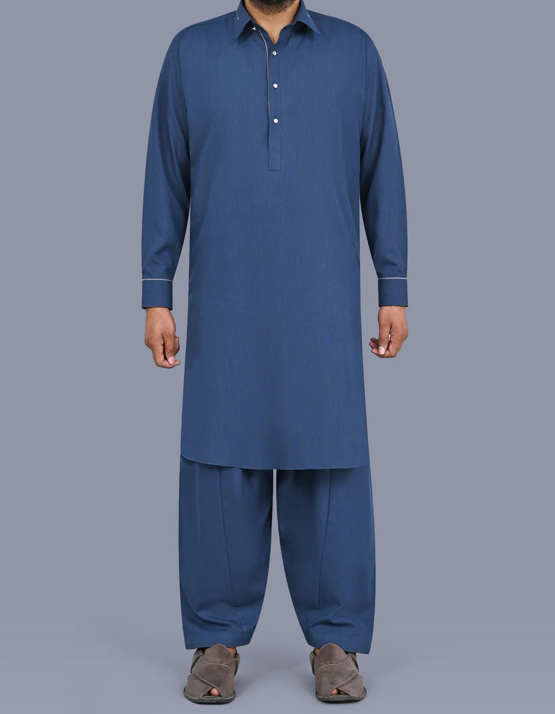 D Blue Texture Smart Fit Kameez Shalwar