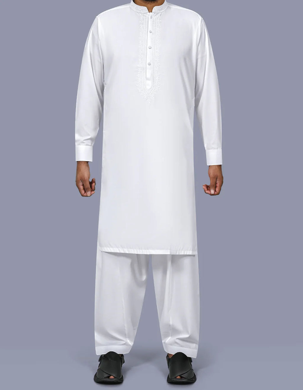 White Embroidered Smart Fit Kameez Shalwar
