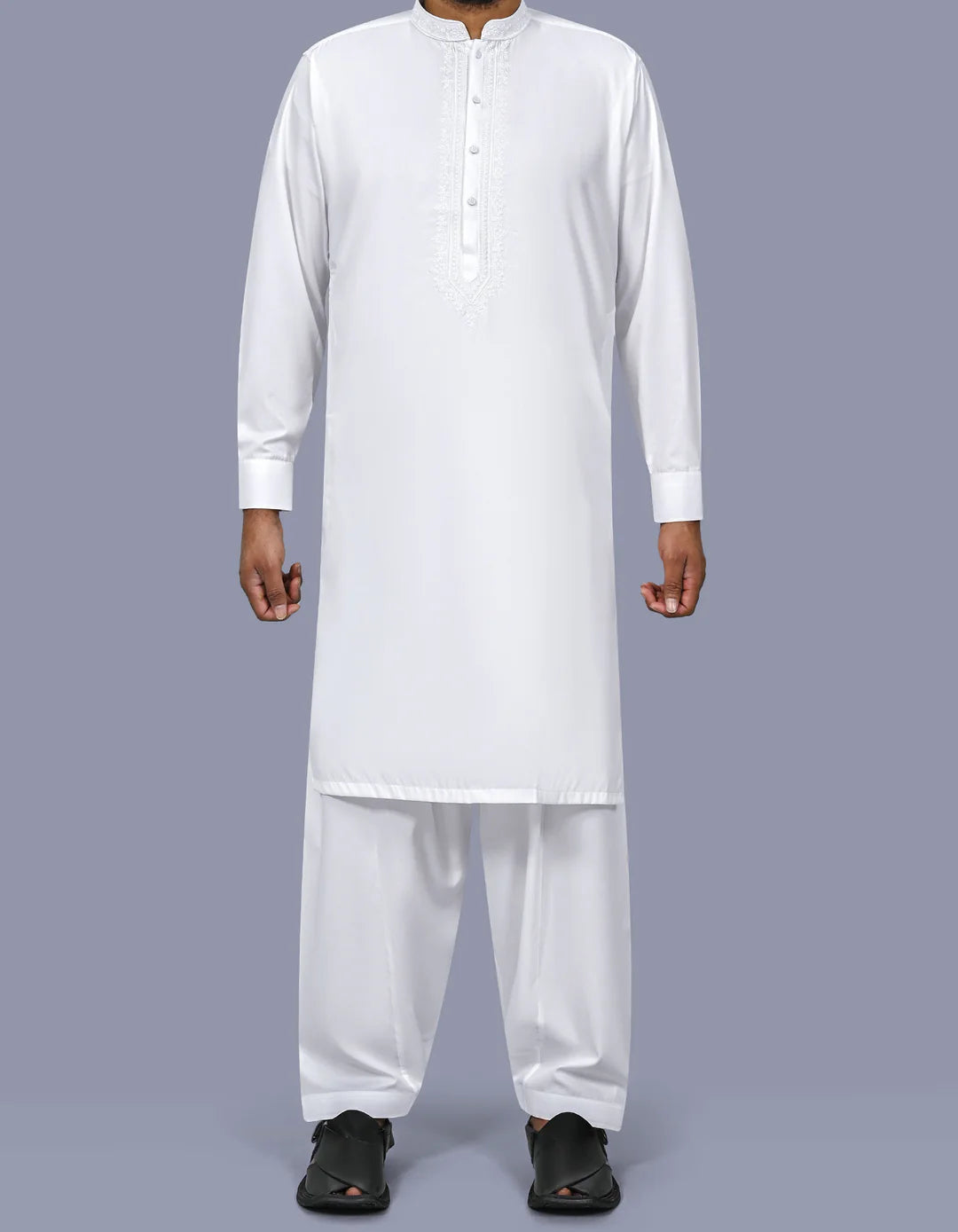 White Embroidered Smart Fit Kameez Shalwar